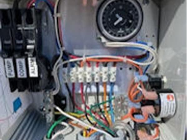 Modern septic pumping equipment operated by Sweet Septic technicians Septic truck control panel used during septic pumping and maintenance service